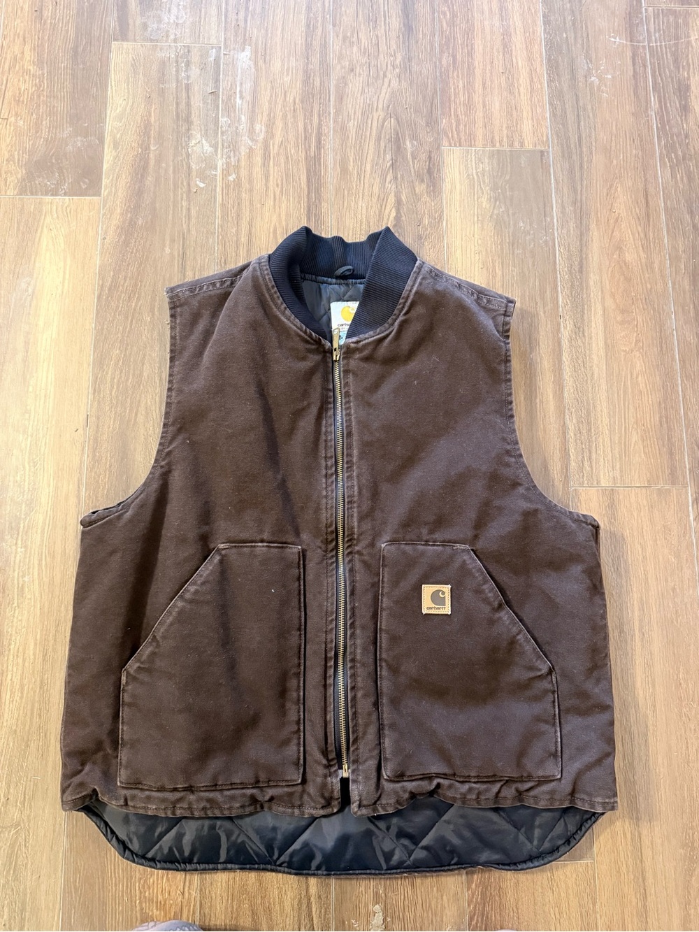 Carhartt Black Quilted Lined Vest with Gold Logo Tag